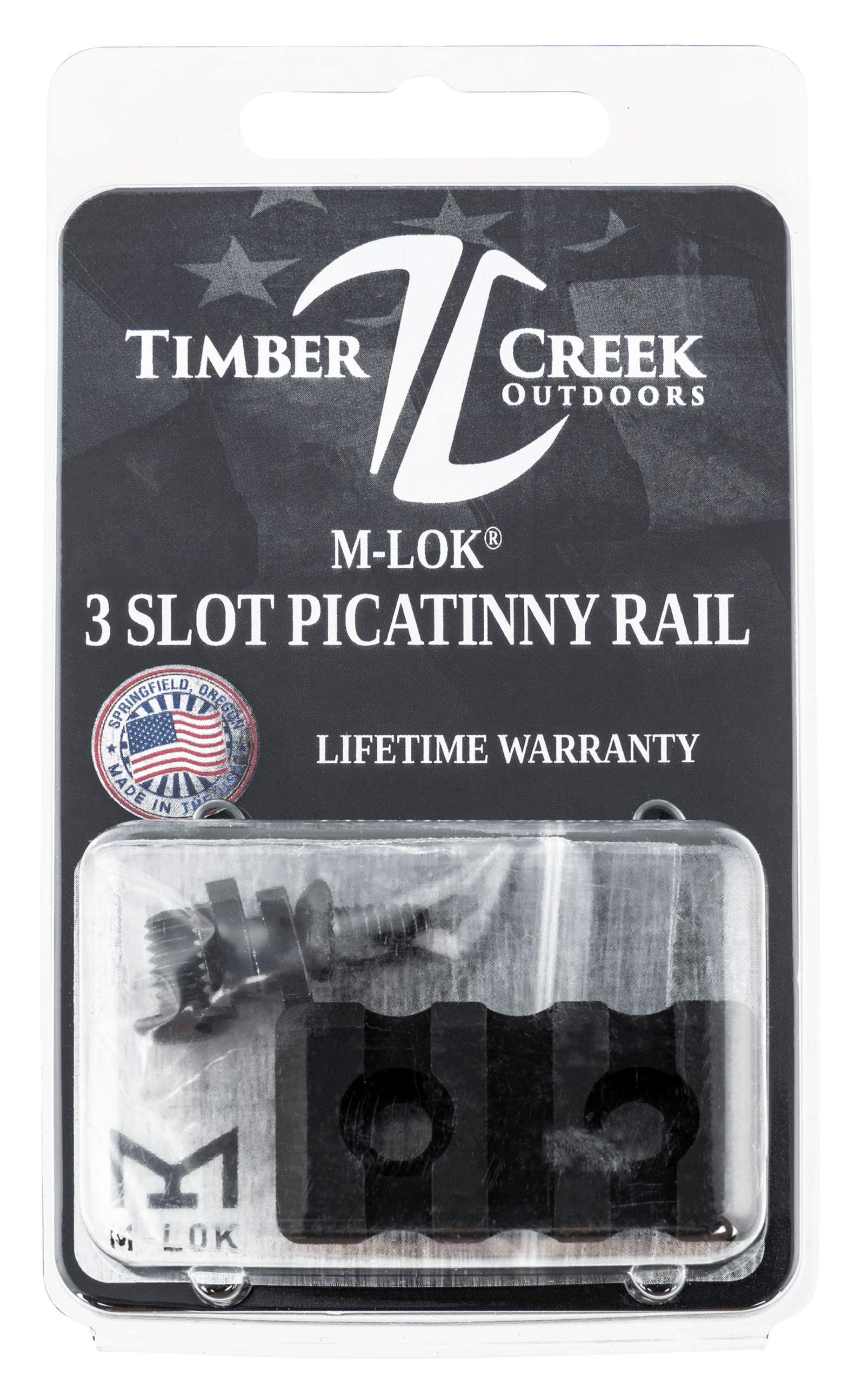 Timber Creek Outdoors M3SPRBL M-LOK 3 Slot Picatinny Rail Black Anodized