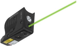 Nightstick TSM11G Tactical Weapon-Mounted Light w/Green Laser Black Polymer Compatible w/ Glock 42/43/43X/48 150 Lumens White LED Bulb/Green Laser 104 Meters Beam Trigger Guard Mount