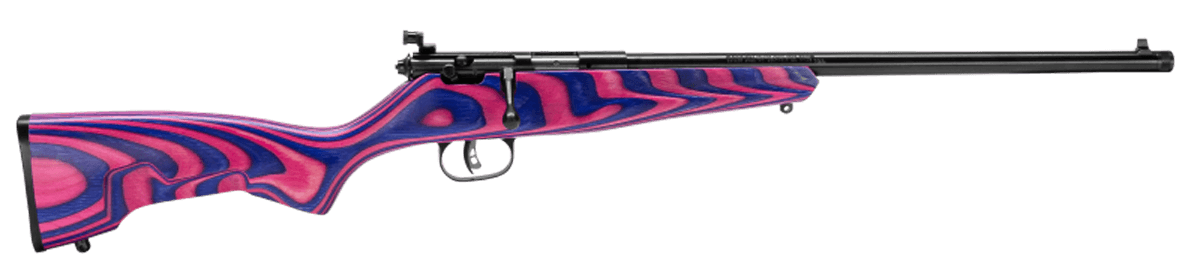 Savage Arms 13797 Rascal 22 LR Caliber with 1rd Capacity 16.12" Barrel Matte Blued Metal Finish & Boyd's Minimalist Pink/Purple Hybrid Laminate Stock Right Hand (Youth)