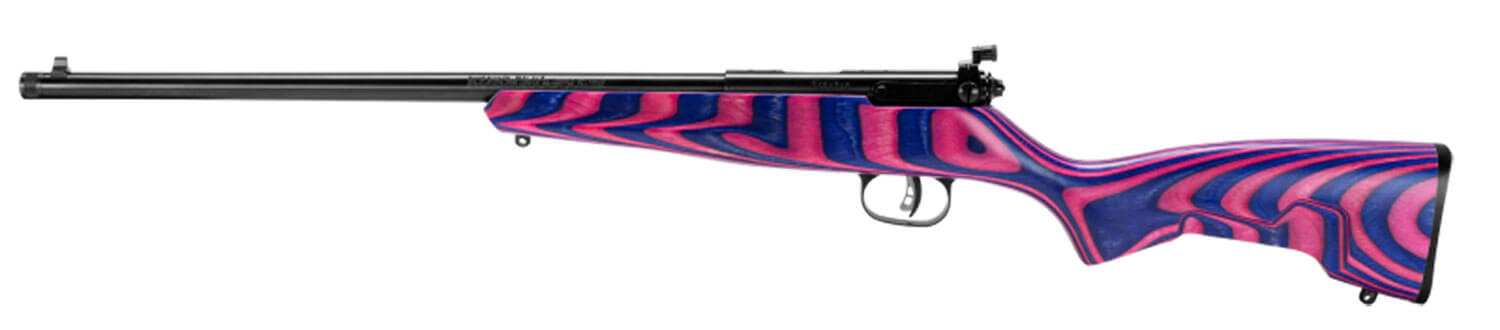Savage Arms 13797 Rascal 22 LR Caliber with 1rd Capacity 16.12" Barrel Matte Blued Metal Finish & Boyd's Minimalist Pink/Purple Hybrid Laminate Stock Right Hand (Youth) - Image 2