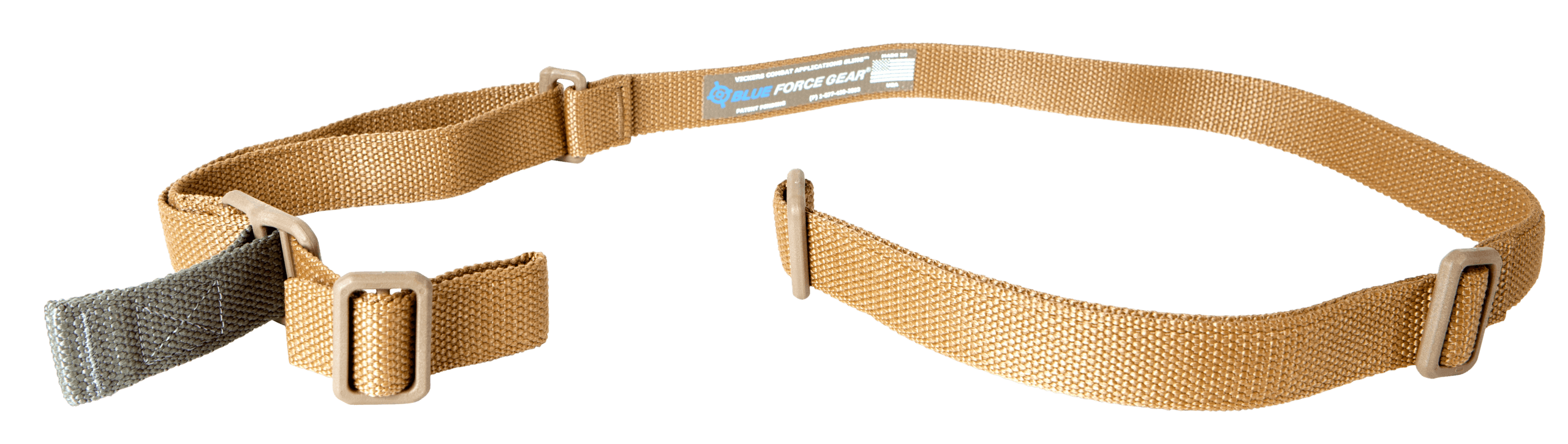 Blue Force Gear VCAS125OACB Vickers Sling made of Coyote Tan Cordura with 54"-64" OAL 1.25" W Two-Point Design & Nylon Adjusters for Rifle & Carbine