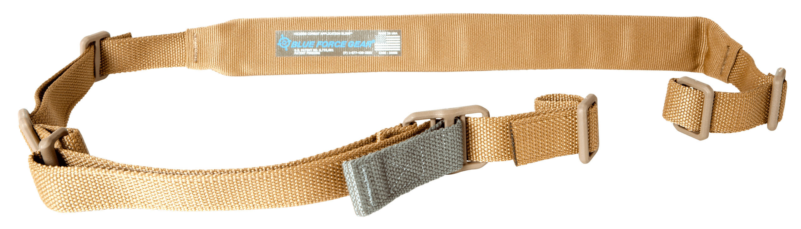 Blue Force Gear VCAS200OACB Vickers Sling made of Coyote Brown Cordura with 57"-67" OAL 2" W Padded Design & Nylon Adjusters for Rifle & Carbine
