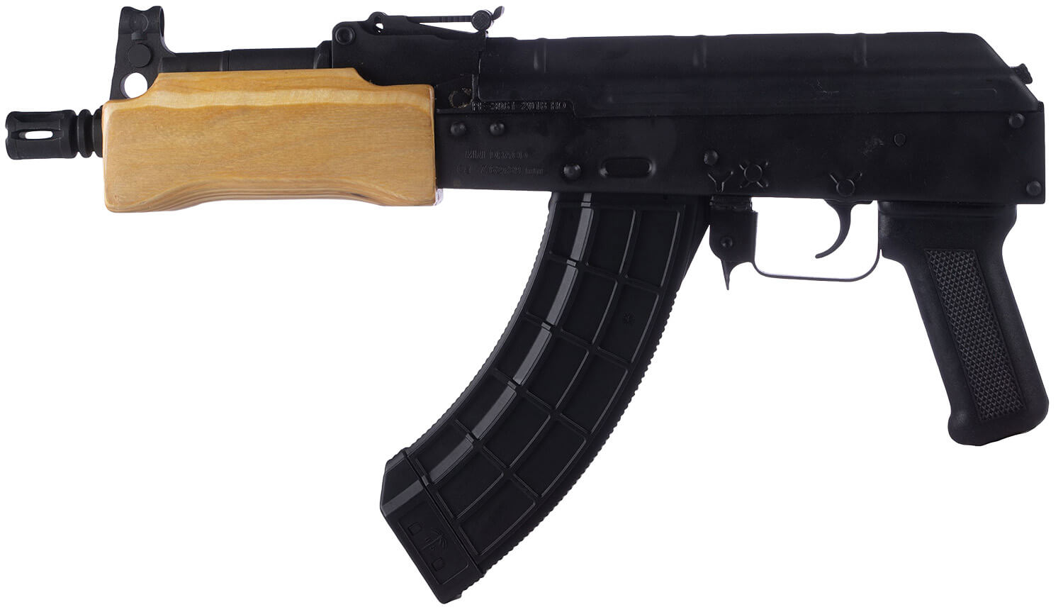 Century Arms HG2137N Draco Mini (Romanian Made) 7.62x39mm 30+1 7.75" Threaded Barrel Black Stamped Receiver Black Polymer Grip Enhanced Trigger Group Includes 1 US Palm 30rd Magazine - Image 2