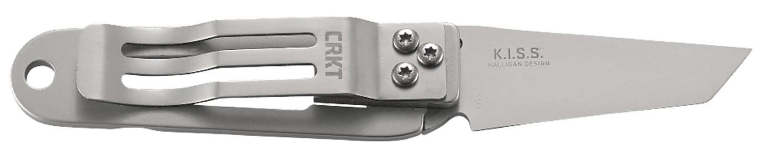CRKT 5500 K.I.S.S. 2.25" Folding Tanto Plain Bead Blasted 3Cr13MoV SS Blade/Bead Blasted Stainless Steel Handle Includes Pocket Clip - Image 2