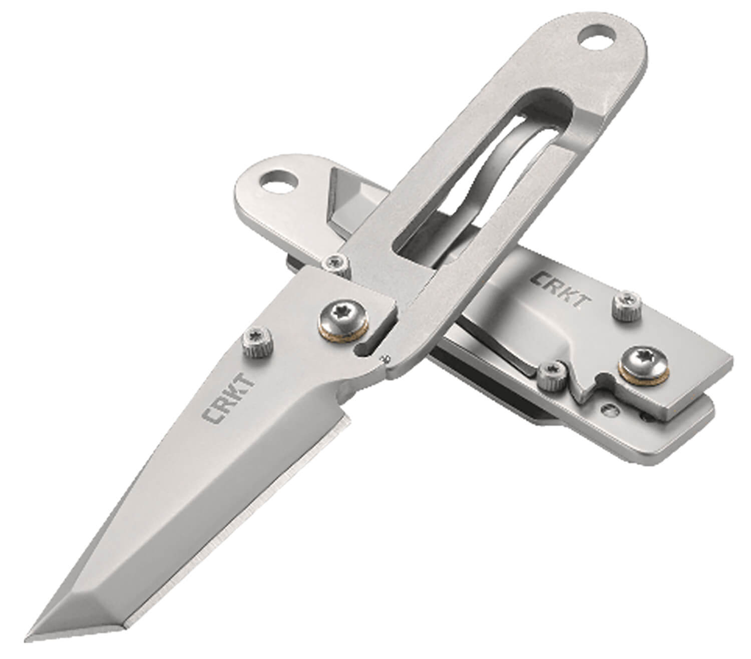 CRKT 5500 K.I.S.S. 2.25" Folding Tanto Plain Bead Blasted 3Cr13MoV SS Blade/Bead Blasted Stainless Steel Handle Includes Pocket Clip - Image 3