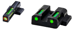 HiViz MPSN521 LiteWave H3 Tritium/LitePipe S&W M&P Shield Sight Set Black | Green Tritium with Orange Outline Front Sight Green Fiber Optic Rear Sight