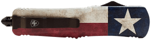 Templar Knife SCAP331 Captain Gen II Small 2.69" OTF Drop Point Plain Black Oxide Stonewashed 440C SS Blade/ 4.31" Red/White/Blue w/ Star Aluminum Handle Features Glass Breaker Includes Pocket Clip/Sheath