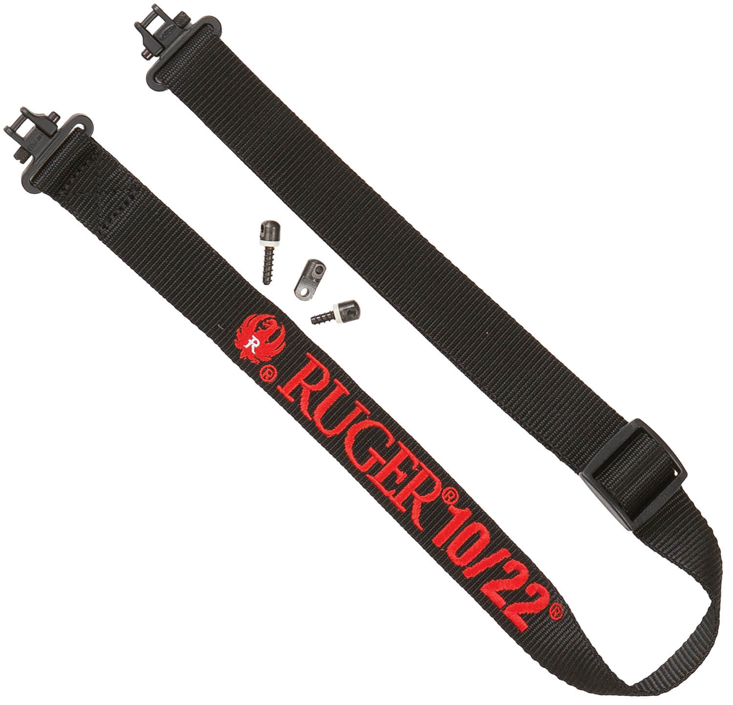 Ruger 27838 10/22 Rifle Sling 1.25" W x 20.15" L Adjustable Black Webbing w/ Red Logo & 300 lb Tested Swivels - Image 2