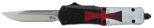 Templar Knife STK332 Templar Flag Gen II Small 2.69" OTF Drop Point Plain Powder Coated 440C SS Blade/4.31" Templar Flag Aluminum Handle Features Glass Breaker Includes Pocket Clip/Sheath