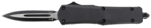 Templar Knife SBR131 Black Rubber Gen II Small 2.69" OTF Dagger Plain Black Oxide Stonewashed 440C SS Blade/ 4.31" Black Rubber/Aluminum Handle Features Glass Breaker Includes Pocket Clip/Sheath