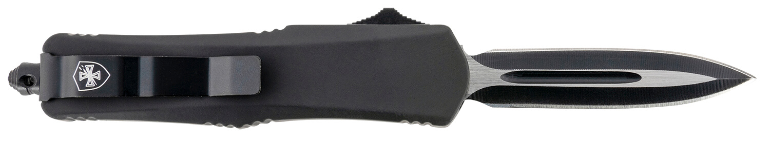 Templar Knife SBR131 Black Rubber Gen II Small 2.69" OTF Dagger Plain Black Oxide Stonewashed 440C SS Blade/ 4.31" Black Rubber/Aluminum Handle Features Glass Breaker Includes Pocket Clip/Sheath - Image 2