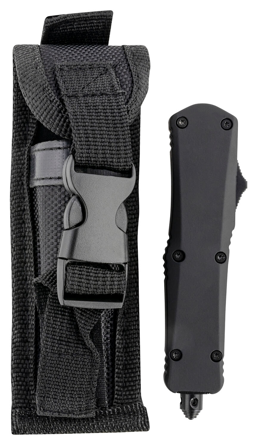 Templar Knife SBR131 Black Rubber Gen II Small 2.69" OTF Dagger Plain Black Oxide Stonewashed 440C SS Blade/ 4.31" Black Rubber/Aluminum Handle Features Glass Breaker Includes Pocket Clip/Sheath - Image 3