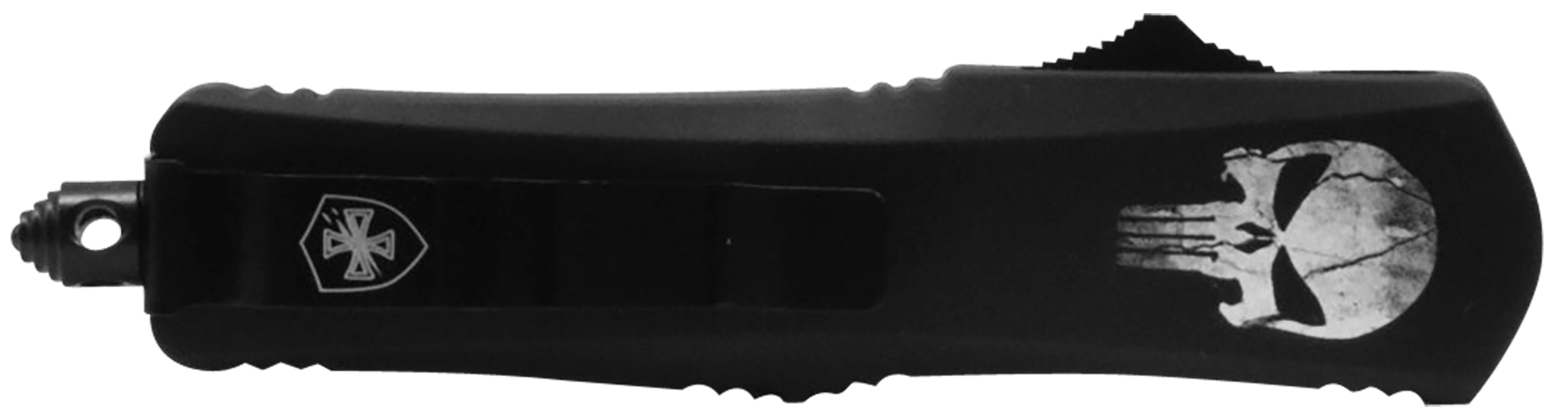 Templar Knife SFL23-2 Fallen Gen II Small 2.69" OTF Tanto Plain Powder Coated 440C SS Blade/ 4.31" Black w/Skull Aluminum Handle Features Glass Breaker Includes Pocket Clip/Sheath