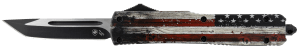 Templar Knife MWUS231 Wood US Flag Gen II Slim 3.43" OTF Tanto Plain Black Oxide Stonewashed 440C SS Blade/5.05" Painted Wood Grain US Flag Aluminum Handle Features Glass Breaker Includes Pocket Clip/Sheath