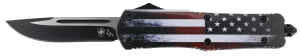 Templar Knife LUS331 US Flag Gen II Large 3.50" OTF Drop Point Plain Black Oxide Stonewashed 440C SS Blade/ 5.25" US Flag Aluminum Handle Features Glass Breaker Includes Pocket Clip/Sheath