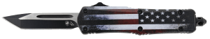 Templar Knife SUS231 US Flag Gen II Small 2.69" OTF Tanto Plain Black Oxide Stonewashed 440C SS Blade/4.31" US Flag Aluminum Handle Features Glass Breaker Includes Pocket Clip/Sheath