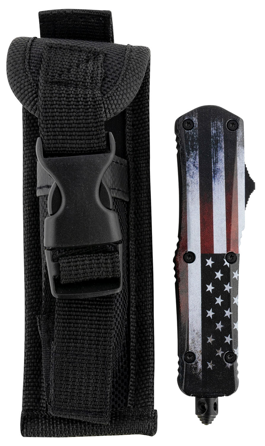 Templar Knife SUS231 US Flag Gen II Small 2.69" OTF Tanto Plain Black Oxide Stonewashed 440C SS Blade/4.31" US Flag Aluminum Handle Features Glass Breaker Includes Pocket Clip/Sheath - Image 3