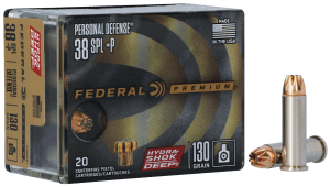 Federal P38HSD1 Premium Personal Defense 38 Special +P 130 gr Hydra-Shok Deep Hollow Point 20rd Box