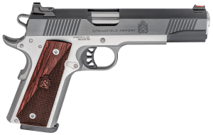 Springfield Armory PX9121L 1911 Ronin 10mm Auto 8+1 5" Barrel Stainless Steel Frame w/Beavertail Serrated Blued Carbon Steel Slide Hybrid Smooth/Checkered Crossed Cannon Wood Laminate Grip