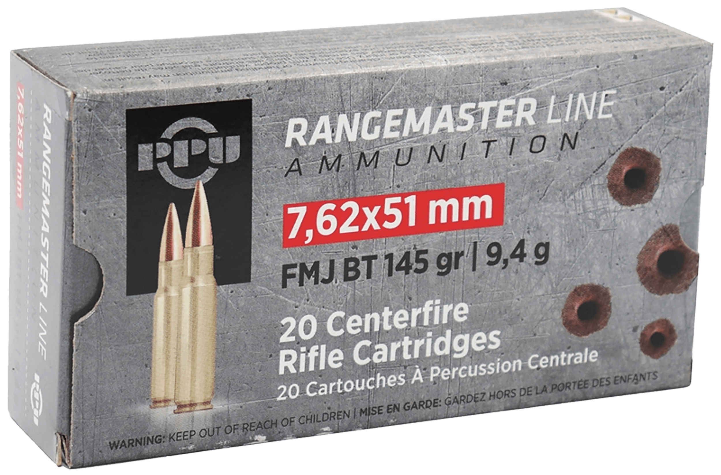 PPU PPRM762 Rangemaster 7.62x51mm NATO 145 gr Full Metal Jacket Boat Tail 20rd Box