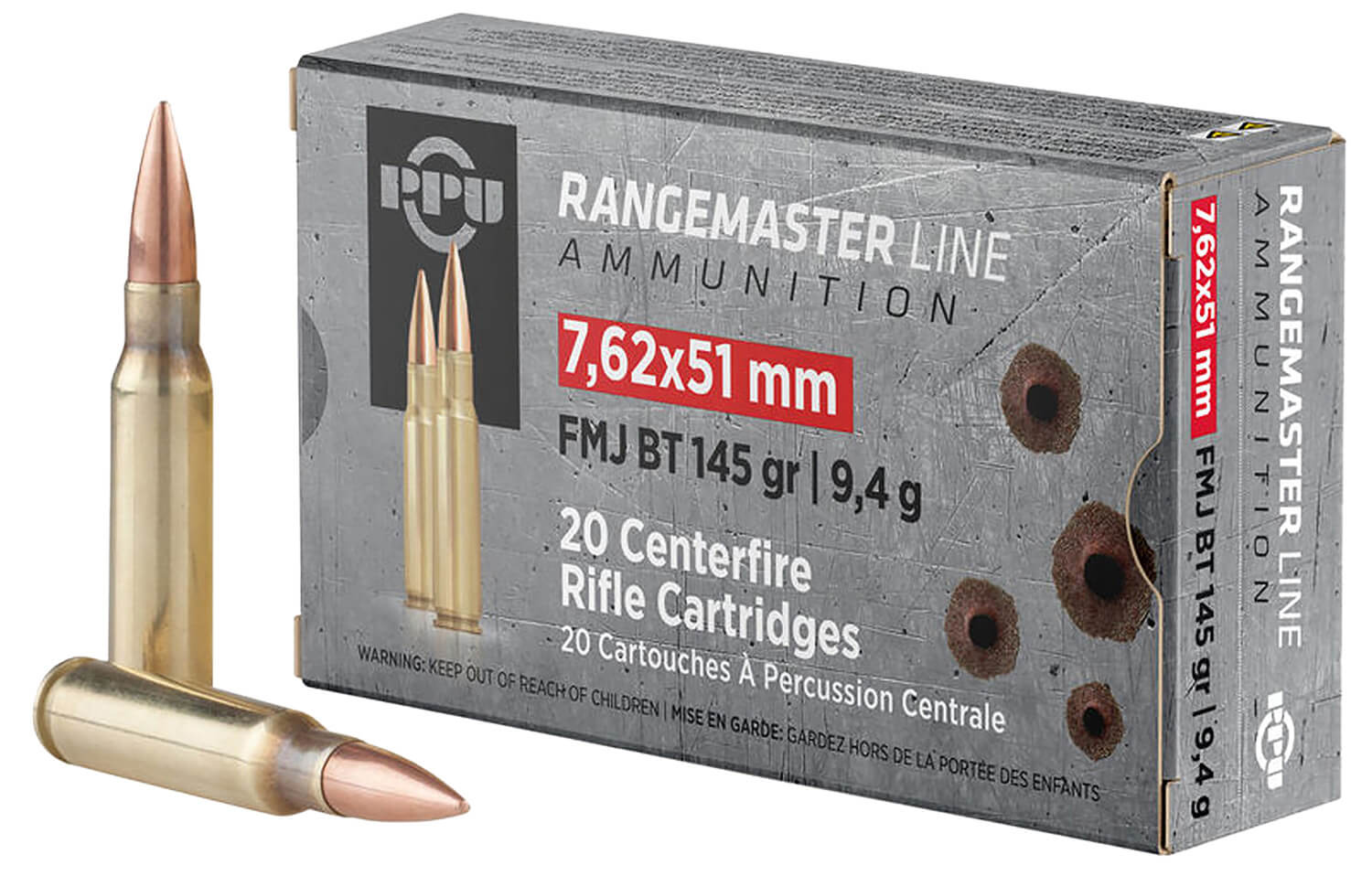 PPU PPRM762 Rangemaster 7.62x51mm NATO 145 gr Full Metal Jacket Boat Tail 20rd Box - Image 2