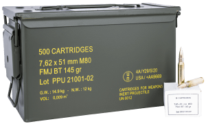 PPU PPRM762M Rangemaster 7.62x51mm NATO 145 gr Full Metal Jacket Boat Tail/ 500rds *Sold by Case *Includes Metal Can
