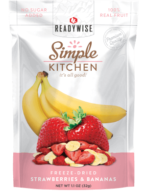 ReadyWise SK05009 Simple Kitchen Freeze Dried Fruit Strawberry & Bananas 1 Serving Pouch 6 Per Case
