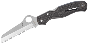 Spyderco C89SBK Atlantic Salt 3.69" Folding Sheepsfoot Serrated H1 Steel Blade Black Molded FRN Handle Includes Pocket Clip