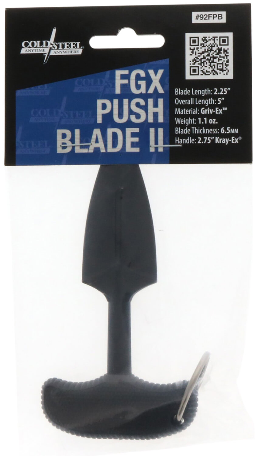 Cold Steel 92FPB FGX Push Blade II 2.25" Fixed Plain Black Griv-Ex Blade/Black Kray-Ex Handle - Image 2