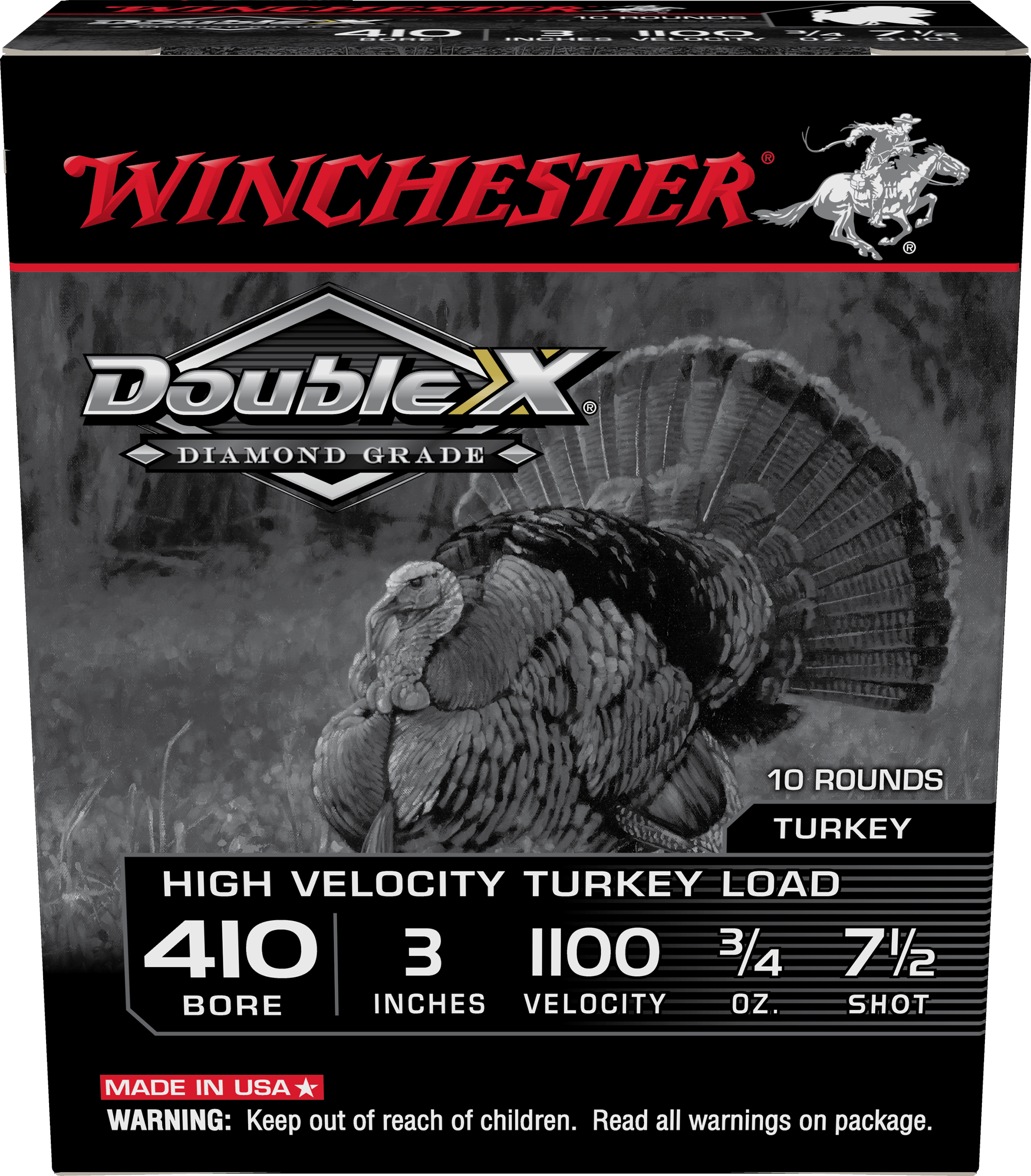 Winchester Ammo STH4137 Double X Diamond Grade 410 Gauge 3" 3/4 oz 7.5 Shot 10 Bx for Turkey