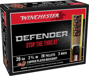 Winchester Ammo SB203PD Defender  20 Gauge 2.75" 20 Pellets Copper Plated 3 Buck Shot 10 Per Bx