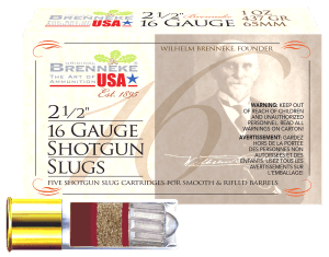 Brenneke SL162BR Brenneke 16 16Gauge 2.50" 1oz Slug Shot 5 Per Box