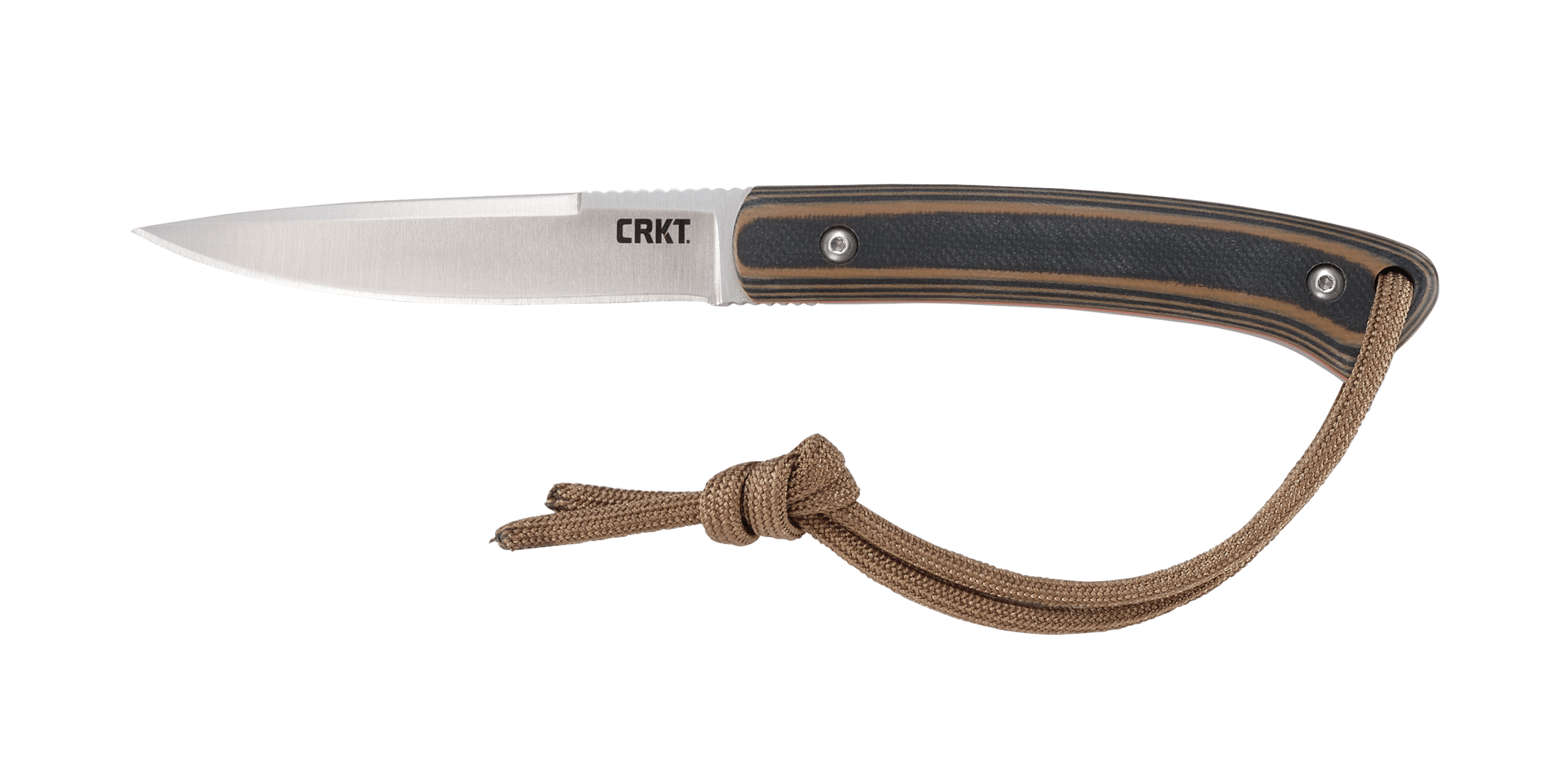 CRKT 2382 Biwa 3.02" Fixed Plain Satin 8Cr13MoV SS Blade/Black/Brown G10 Handle Includes Lanyard/Sheath
