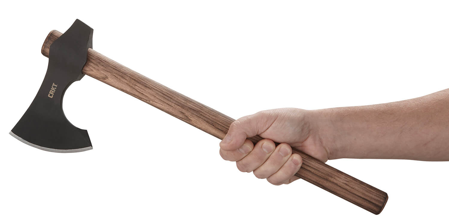 CRKT 2736 Berserker 4.65" Blade 1055 Carbon Steel Blade/Tennessee Hickory Handle 19" Long Axe w/Hammer - Image 2