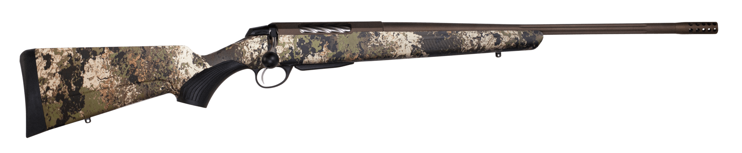 Tikka JRTXVW319 T3x Lite Full Size 6.5 PRC 3+1 24.30" Midnight Bronze Cerakote Fluted Threaded Barrel Drilled & Tapped Steel Receiver Veil Wideland Fixed Synthetic Stock Black Interchangeable Backstrap Grip