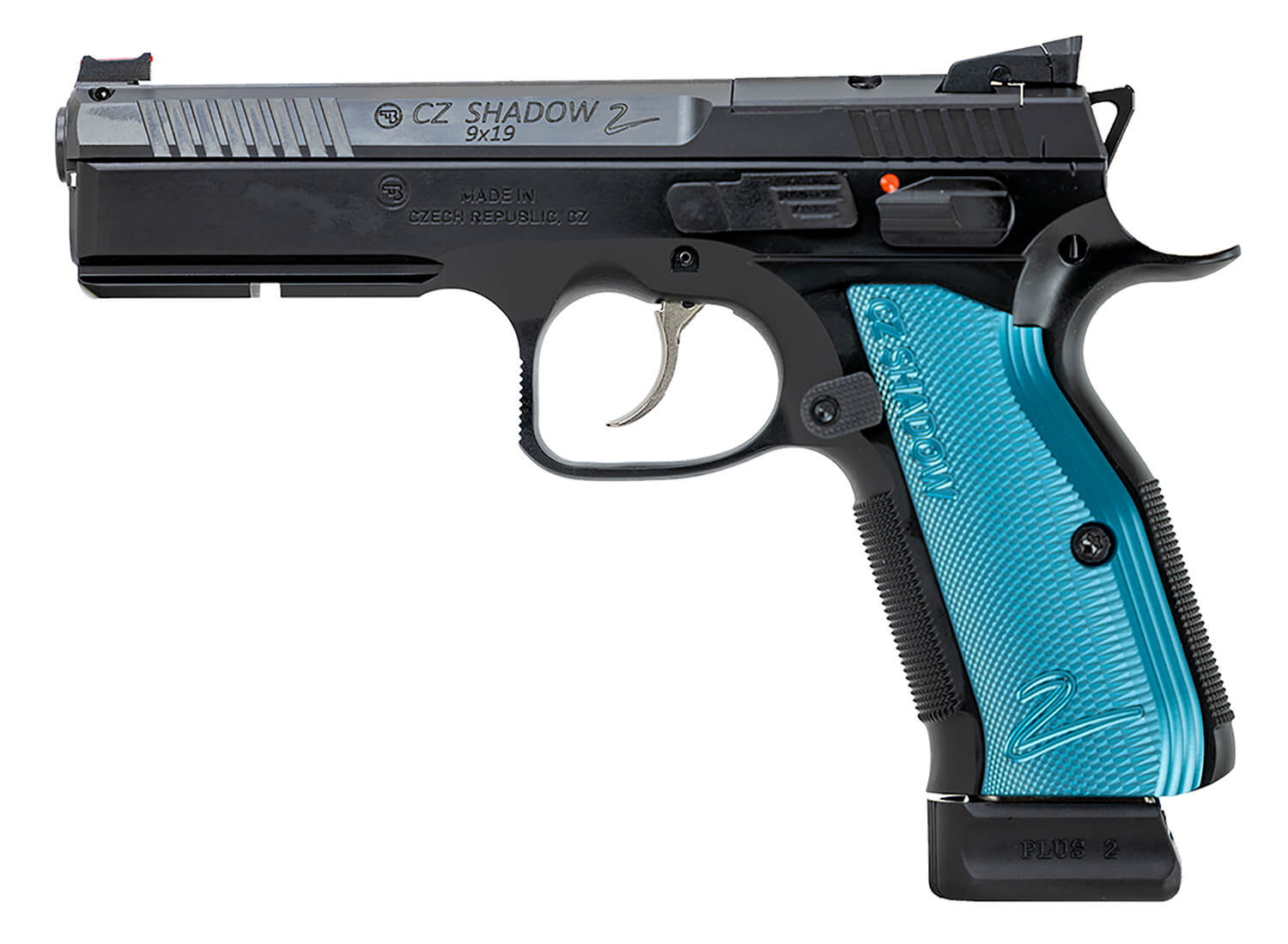 CZ-USA 91251 Shadow 2 Optics-Ready 9mm Luger 19+1 4.89" Black Steel Barrel Black Optic Cut/Serrated Steel Slide Black Polycoat Steel Frame w/Beavertail & Picatinny Rail Blue Aluminum Grip Ambidextrous - Image 2