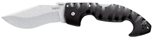 Cold Steel CS21ST Spartan 4.50" Folding Plain Stone Washed Japanese AUS-10A SS Blade/Black Griv-Ex w/Steel Liners Handle Includes Pocket Clip