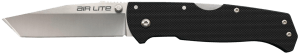 Cold Steel CS26WT Air Lite 3.50" Folding Tanto Plain AUS-10A SS Blade/Black G10 Handle Includes Pocket Clip