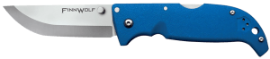 Cold Steel CS20NPG Finn Wolf 3.50" Folding Straight Back Plain Satin Polished AUS-8A SS Blade/Blue Griv-Ex Handle Includes Pocket Clip