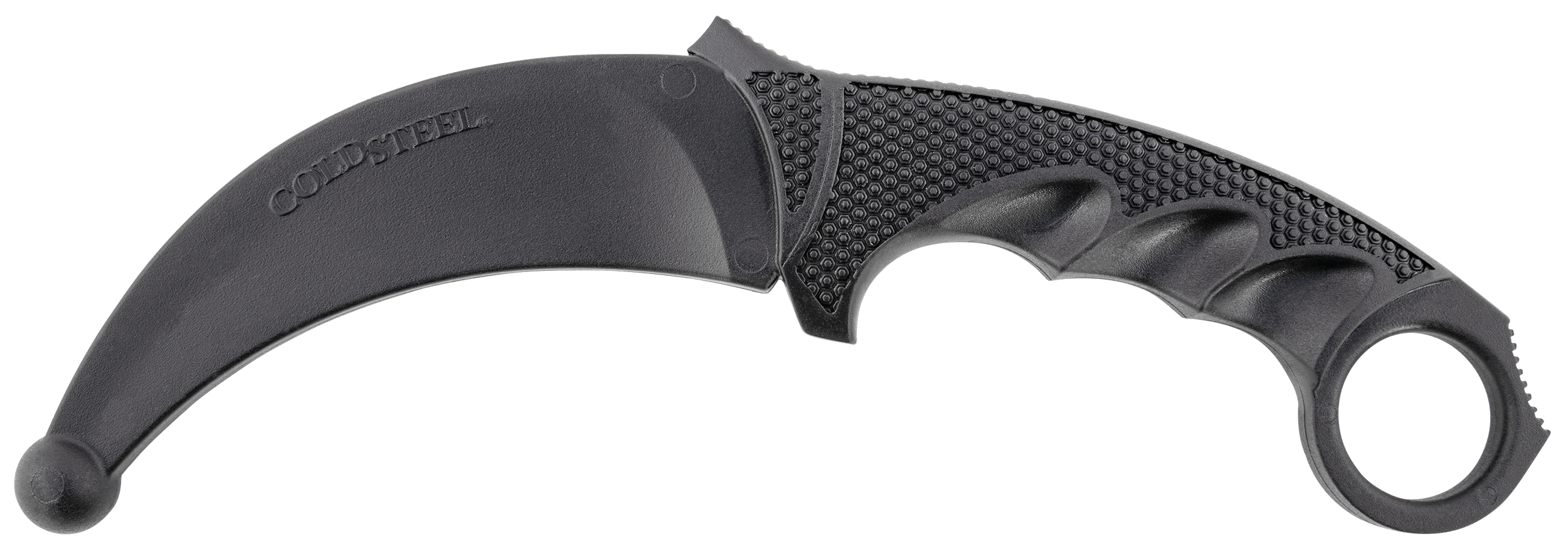 Cold Steel CS92R49 Karambit Rubber Trainer 4" Fixed Plain Black Santoprene Blade/Black Deep Checkered w/Ring Pommel Santoprene Handle