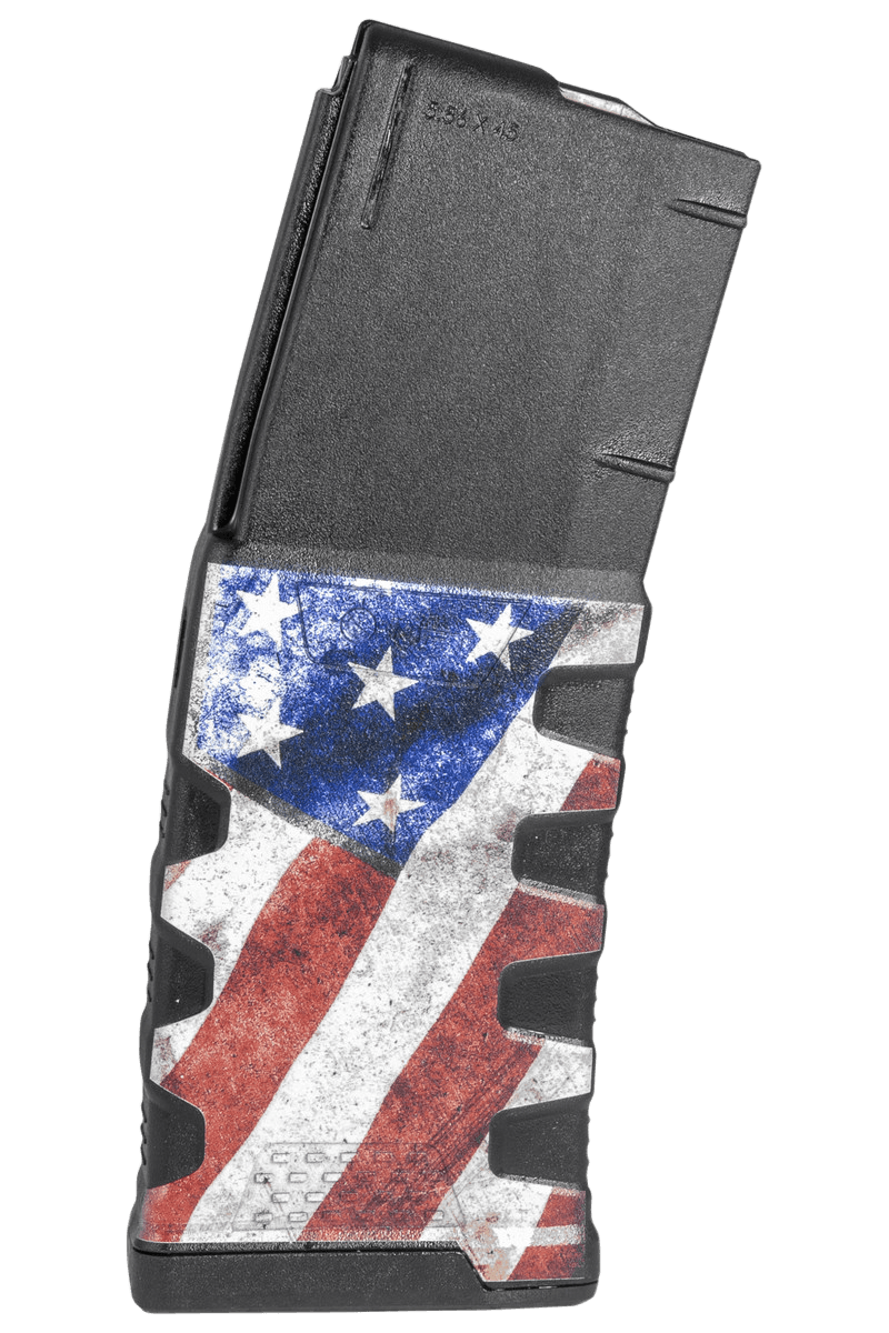 Mission First Tactical EXDPM556AFM1 Extreme Duty 30rd 223 Rem/5.56x45mm Fits AR-15/M4 Black w/American Flag M1 Polymer