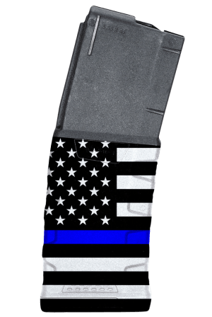 Mission First Tactical EXDPM556AMB1 Extreme Duty 30rd 223 Rem/5.56x45mm Fits AR-15/M4 Black w/Blue Line American Flag Polymer