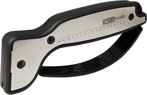 AccuSharp 040C Pro Sharpener Fixed Diamond Tungsten Carbide Sharpener Black/Silver Aluminum/Overmolded Rubber