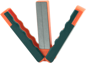 AccuSharp 077C Paddle Sharpener Folding Fine  Coarse Diamond Sharpener Gray/Orange Overmolded Rubber Handle