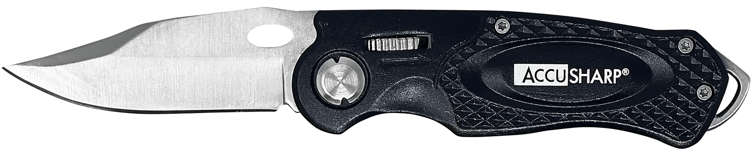 AccuSharp 703C Sport 3" Folding Plain Stainless Steel Blade/Black Anodized Aluminum Handle Includes Belt Clip