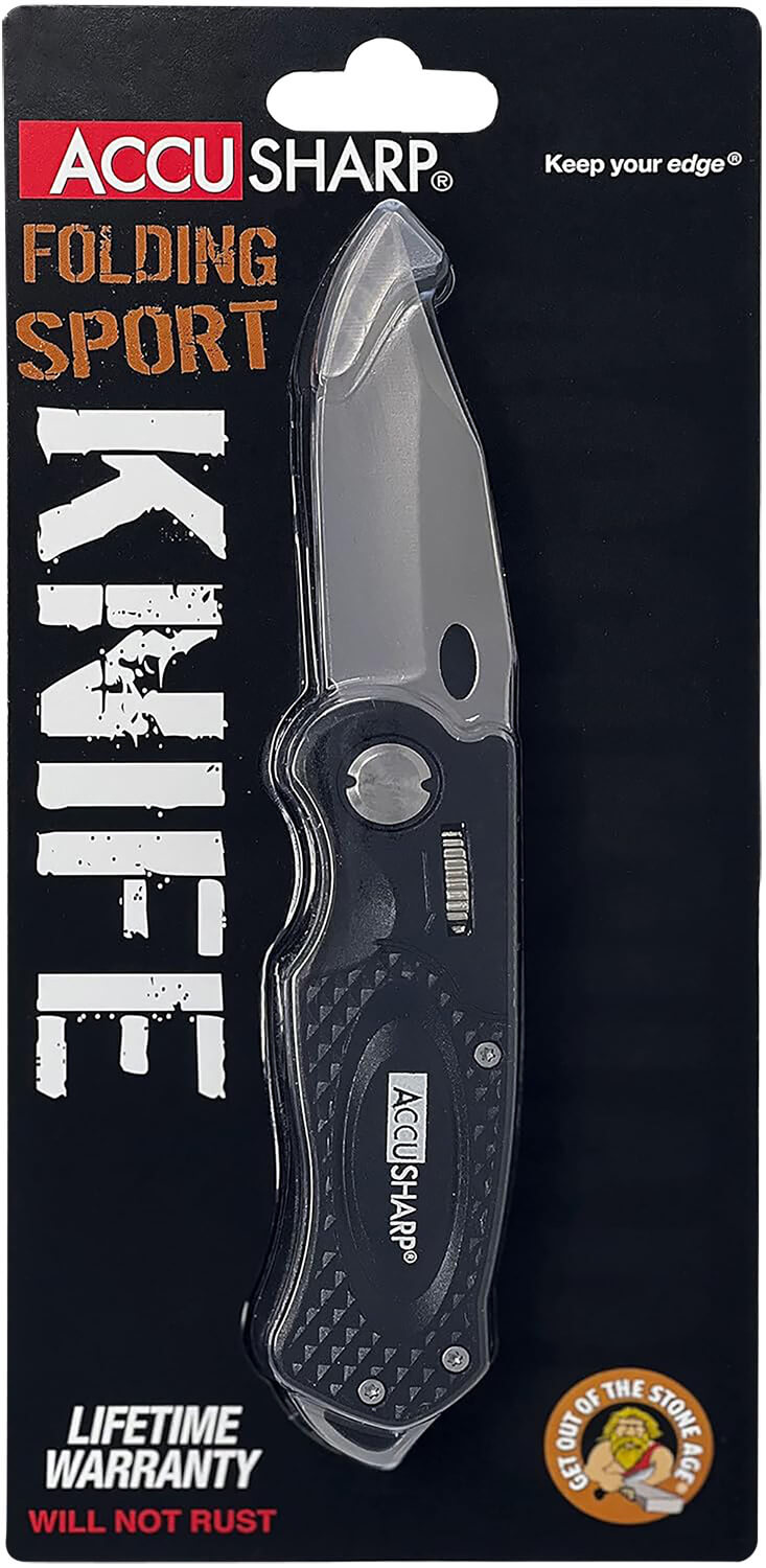 AccuSharp 703C Sport 3" Folding Plain Stainless Steel Blade/Black Anodized Aluminum Handle Includes Belt Clip - Image 3