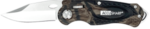AccuSharp 704C Sport 3" Folding Plain Stainless Steel Blade/Camo Anodized Aluminum Handle Includes Belt Clip