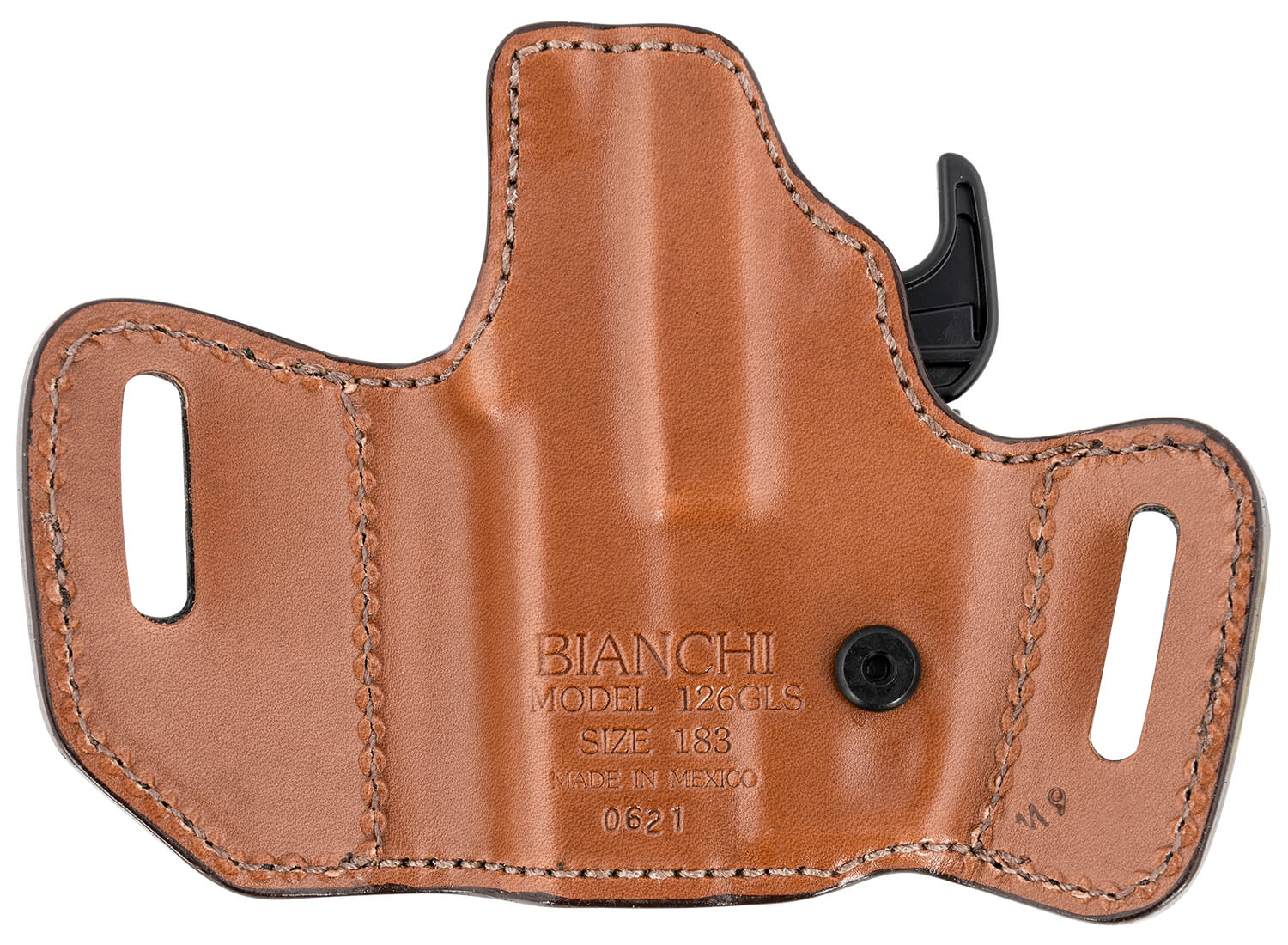 Bianchi 31831 Allusion Assent Pro-Fit OWB Size 11 Tan Leather Belt Slide Compatible w/ S&W M&P Shield/FN FNS Compact/Glock 26/27 Gen1-5 Belt Up to 1.50" Wide Right Hand - Image 2