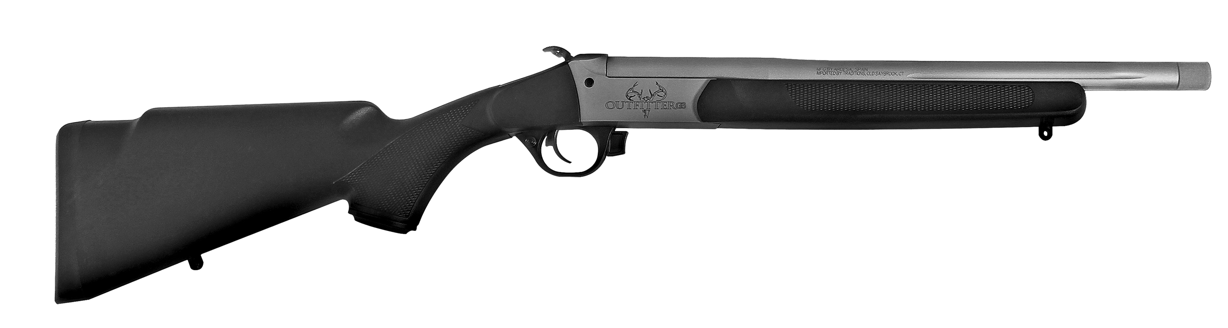 Traditions CRY301130T Outfitter G3 Youth 300 Blackout 1rd 16.50" Stainless Cerakote Fluted Threaded Barrel Drilled & Tapped Steel Receiver Fixed Black Synthetic Stock Right Hand