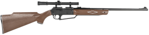Daisy 992880603 Powerline 880 Pump Pneumatic 177 1 Pellet/50 BB Shot Molded w/Checkering & Woodgrain Black Receiver Powerline Fixed Monte Carlo Stock